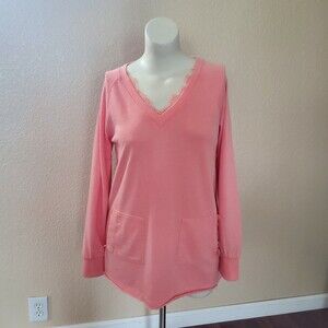 Soft Surroundings Celeste Lace Trim Tunic Knit Top Size M  Pink New